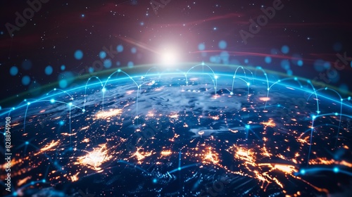 Technology Concept   Futuristic digital globe showing interconnectivity for global operation tutorials