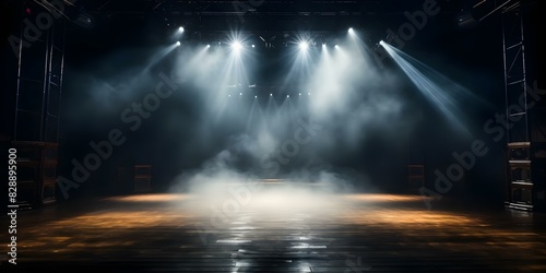 Creating the Ambiance for an Opera Performance  Dark Stage with Spotlights  Fog  and Bright Colors. Concept Opera Performance  Ambiance  Dark Stage  Spotlights  Fog  Bright Colors