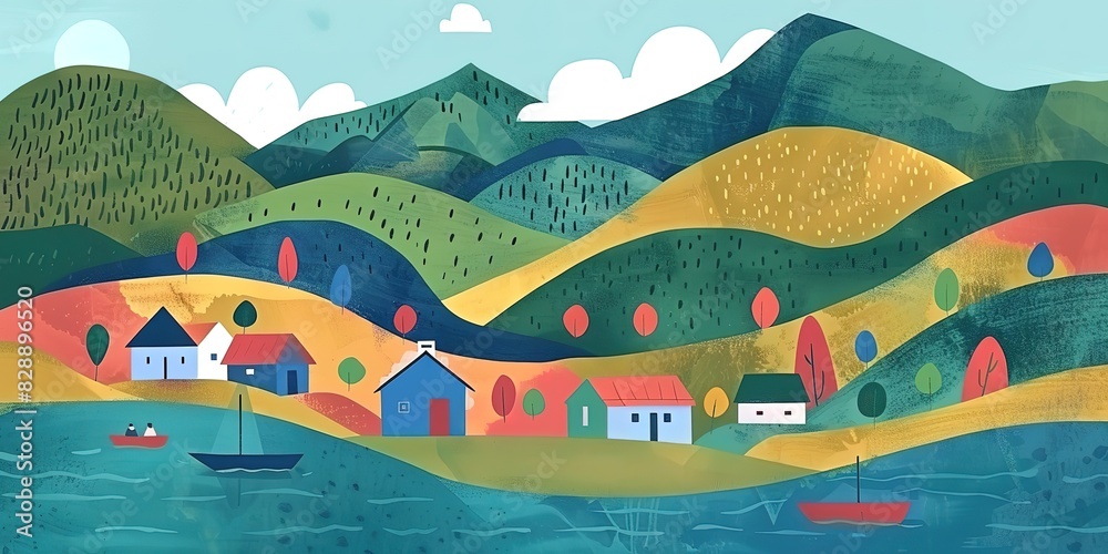 An illustration of a house and lake under the Hills
An illustration of a house and lake under the Hills