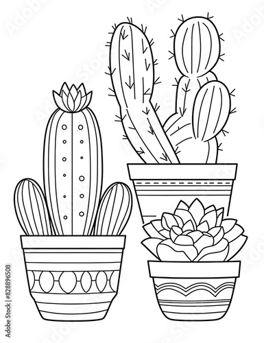 Cactus in a flower pot coloring pages