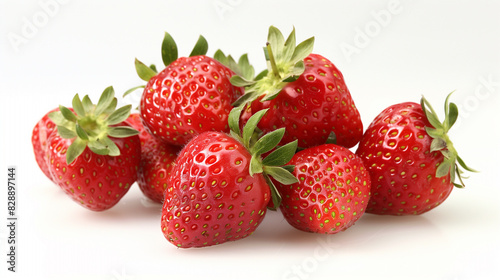 A cluster of ripe strawberries