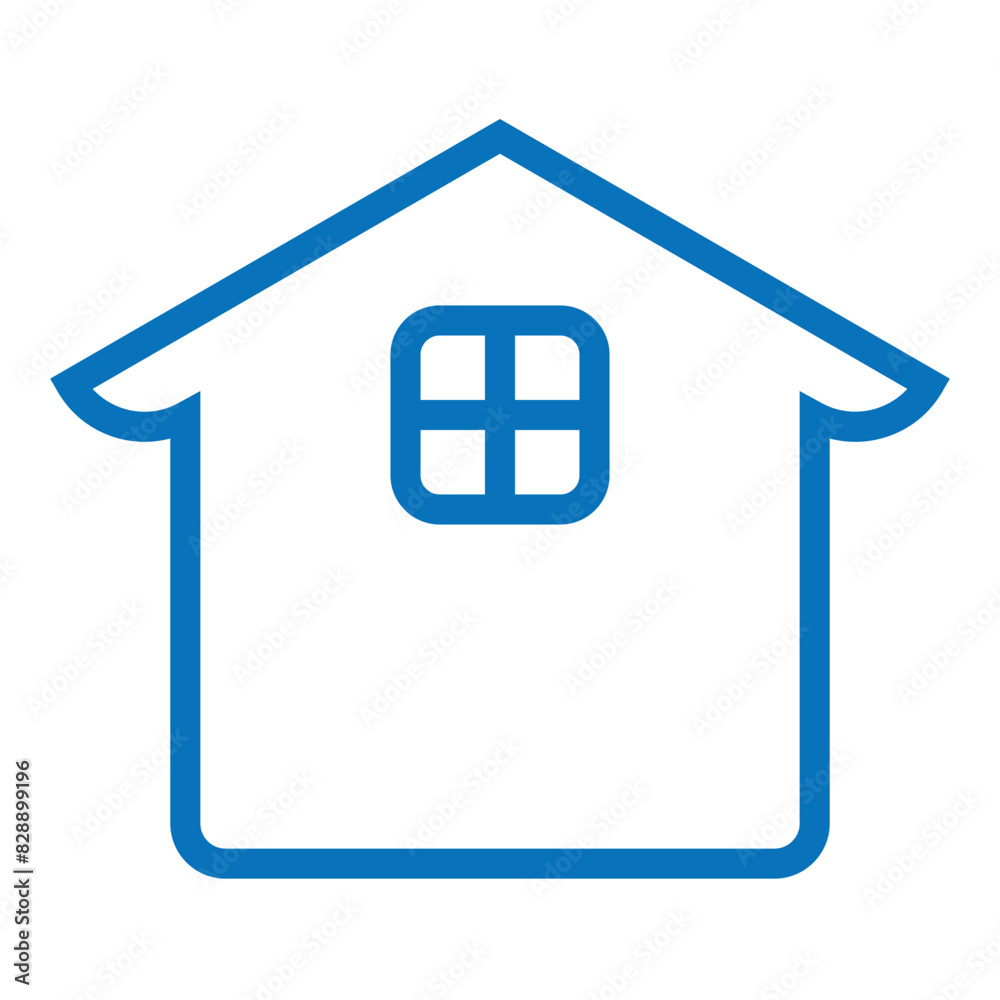 Minimalist home  web icon for UI UX design, house  residence, architecture, real estate, property, blue minimal vector illustration symbol
