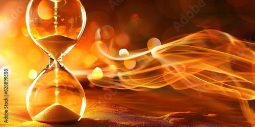 Hourglass with sand running symbolizing patience and waiting for the perfect moment. Concept Patience, Time, Hourglass, Waiting, Symbolism