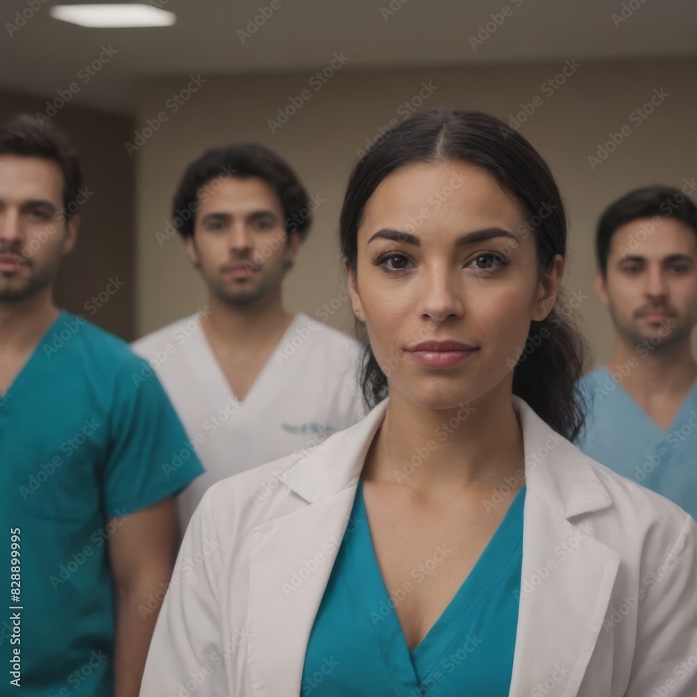 Young female african american medical student working at the hospital and medical staff, Happy woman doctor or nurse at hospital corridor, People and medicine concept, Healthcare, generative ai Young female african american medical student working at the hospital and medical staff, Happy woman doctor or nurse at hospital corridor, People and medicine concept, Healthcare, generative ai