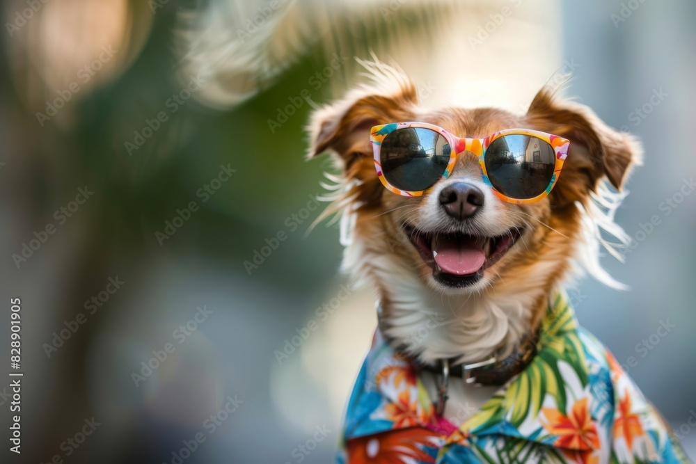 Meet this hilarious and joyful dog, sporting a vibrant Hawaiian shirt and rocking cool sunglasses. Get ready for endless laughs and good vibes!