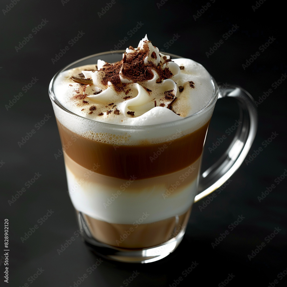 Layered Cappuccino with Whipped Cream and Chocolate Layered Cappuccino with Whipped Cream and Chocolate