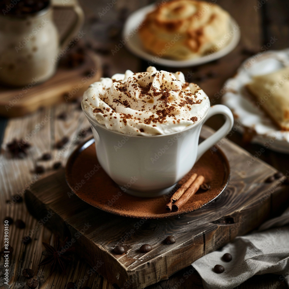 Cappuccino with Whipped Cream and Cinnamon Cappuccino with Whipped Cream and Cinnamon