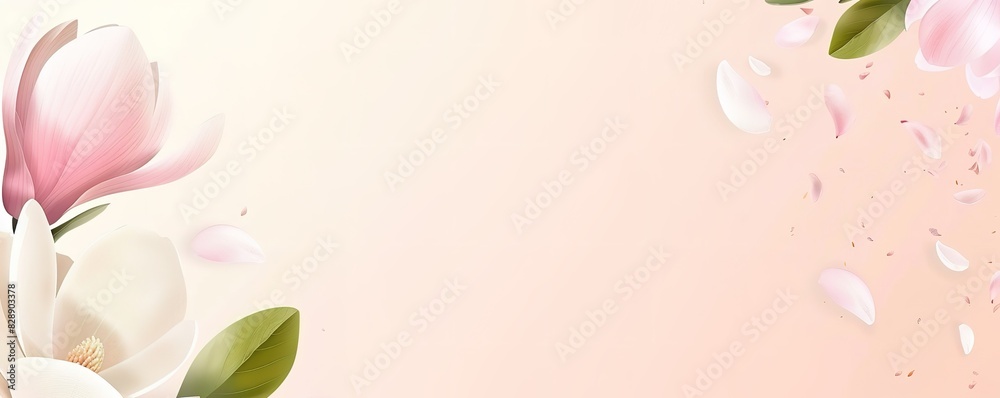 Naklejka premium A pink background with floral decorations beside it