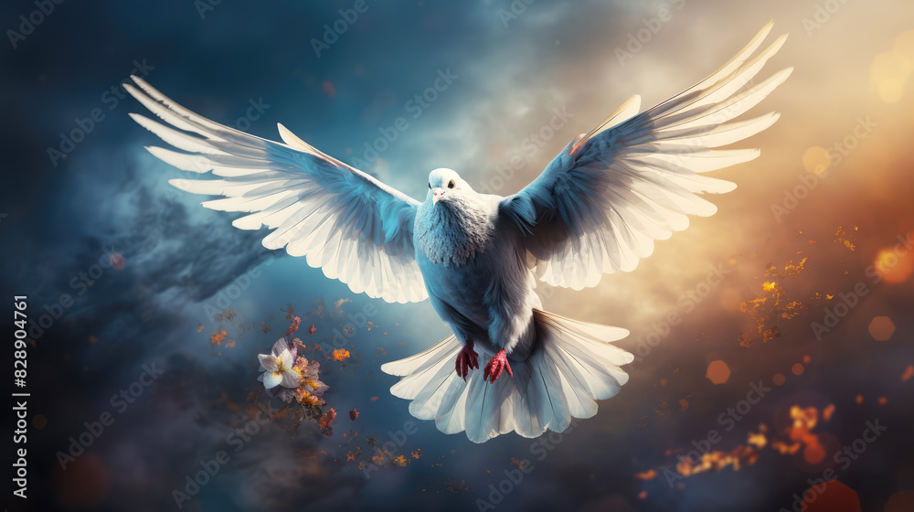 Obraz premium generated illustration of flying dove of freedom for International Day of Peace