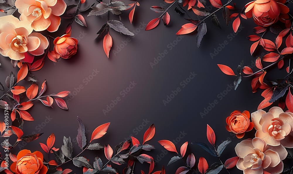 Flowers blooming on a black background