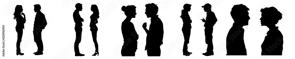 People Queue Silhouette, Group Standing Line Art, Human Figures Row Illustration People Queue Silhouette, Group Standing Line Art, Human Figures Row Illustration