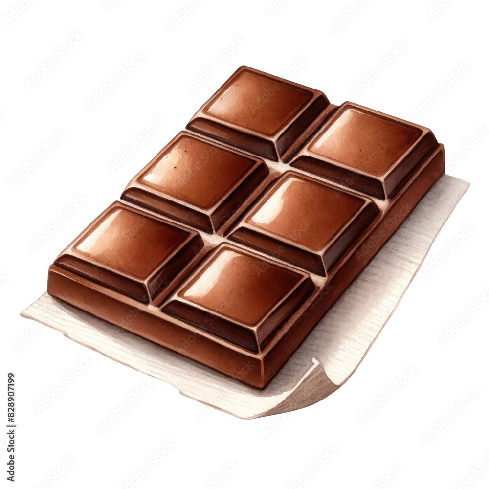 A digital painting of a chocolate bar, with a white background. A digital painting of a chocolate bar, with a white background.