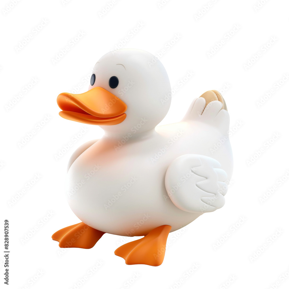 Transparent PNG of A whimsical white rubber duck with a vibrant orange beak stands out against a plain background Transparent PNG of A whimsical white rubber duck with a vibrant orange beak stands out against a plain background