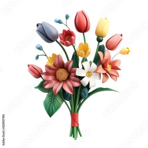 Wallpaper Mural Transparent PNG of A collection of colorful fake flowers arranged on a clean white background Torontodigital.ca