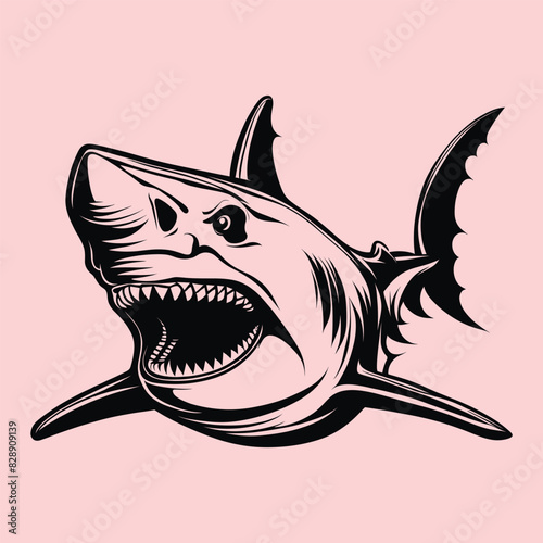 Cool simple black vicious shark outline tattoo