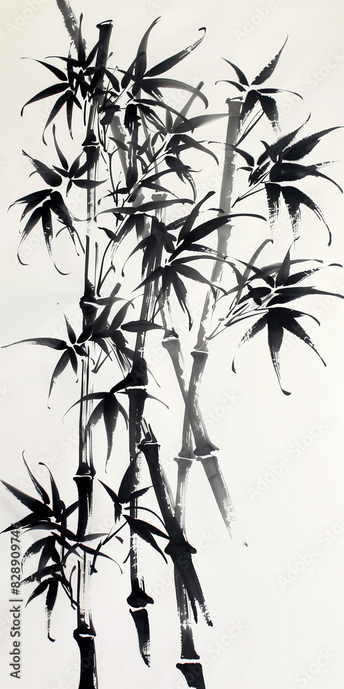 Obraz premium bamboo ink painting effect background 