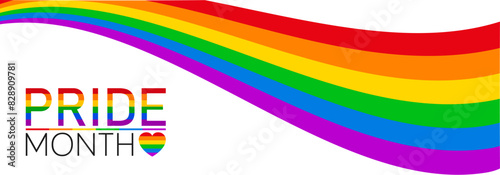 Pride month banner, pride wave background, rainbow LGBT flag colors isolated, LGBTQ gay pride concept stripes background