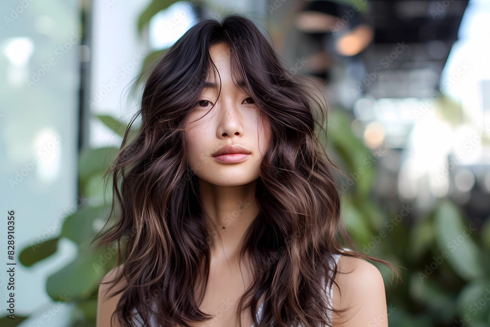Layered Waves - A hairstyle with layered lengths and soft, flowing waves, adding movement, texture, and volume to the hair for a romantic and feminine appearance Layered Waves - A hairstyle with layered lengths and soft, flowing waves, adding movement, texture, and volume to the hair for a romantic and feminine appearance