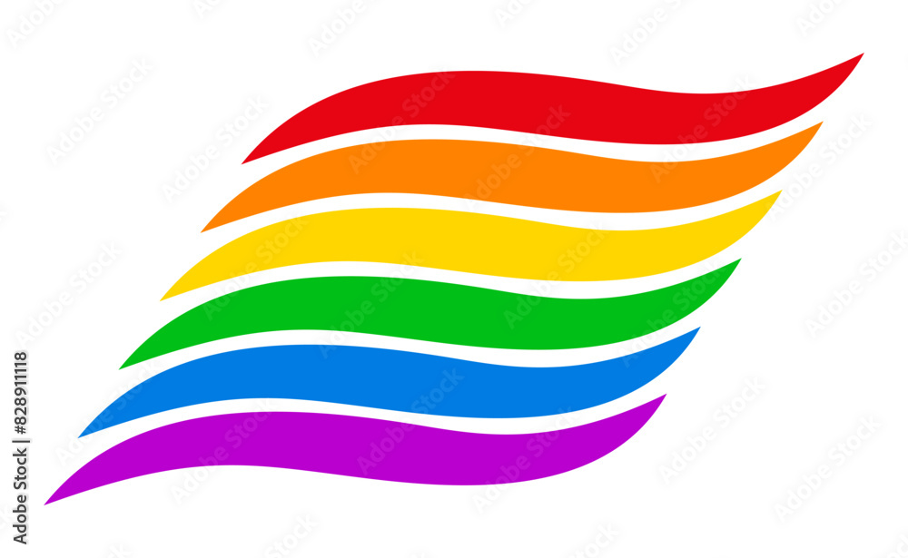 Pride wave background, rainbow LGBT flag colors isolated, LGBTQ gay pride stripes flag