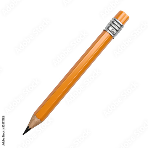 Transparent PNG of A pencil with a gleaming metal tip on a pristine white background