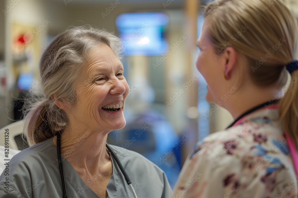 A compassionate nurse providing comfort to a patient in a serene hospice, soothing, natural outdoor lighting, closeup shot, nurse and patient content A compassionate nurse providing comfort to a patient in a serene hospice, soothing, natural outdoor lighting, closeup shot, nurse and patient content