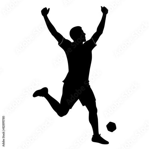 a high-resolution vector black color silhouette of an accurate and realistic soccer player with original height and weight