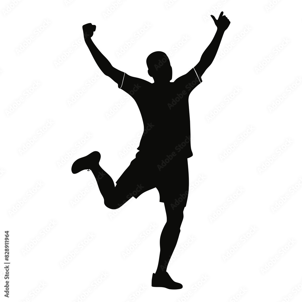 a high-resolution vector black color silhouette of an accurate and realistic soccer player with original height and weight