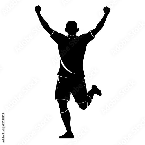 a high-resolution vector black color silhouette of an accurate and realistic soccer player with original height and weight