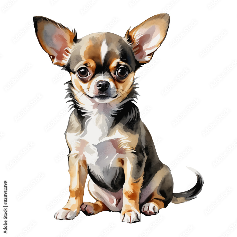 Chihuahua Dog Puppy Hand Drawn Watercolor Painting Illustration Chihuahua Dog Puppy Hand Drawn Watercolor Painting Illustration