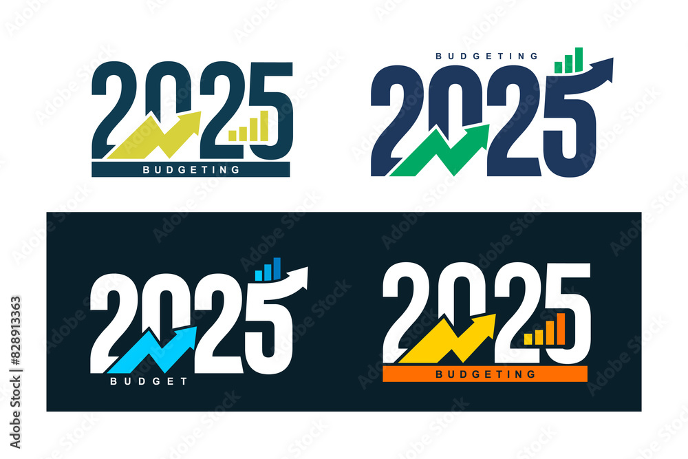 Set of Budgeting 2025 logo design, 2025 budget banner design templates
