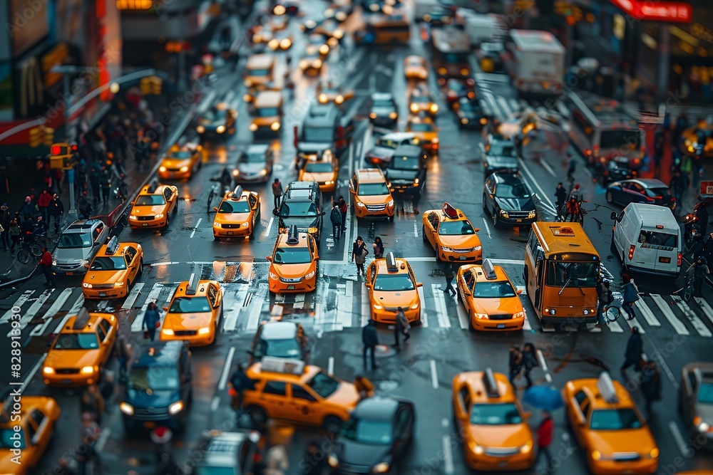 busy urban intersection crowded with cars, pedestrians crossing, and dynamic city activity reflecting the fast-paced urban lifestyle busy urban intersection crowded with cars, pedestrians crossing, and dynamic city activity reflecting the fast-paced urban lifestyle