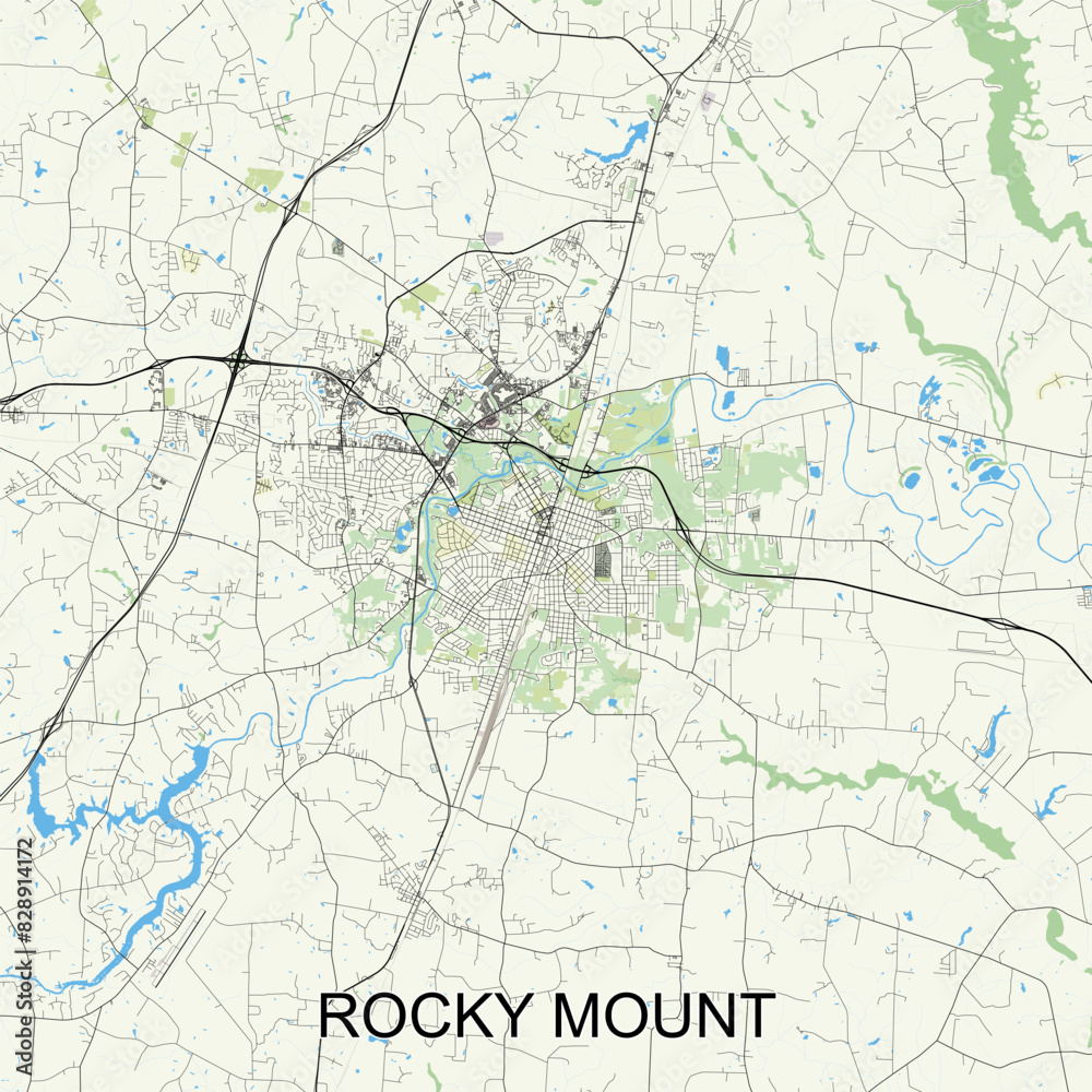 Rocky Mount, North Carolina, United States map poster art