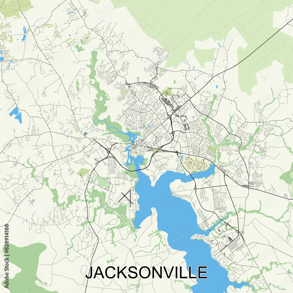 Fototapeta premium Jacksonville, North Carolina, United States map poster art
