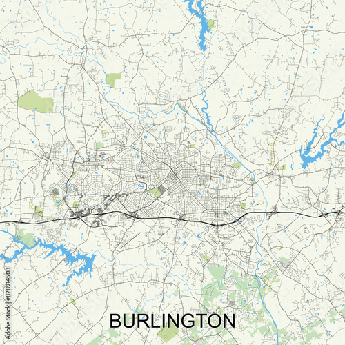 Burlington  North Carolina  United States map poster art