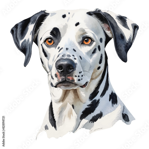 Dalmatian Dog Hand Drawn Watercolor Painting Illustration