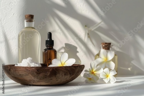 GHI oil coconut almond oil in beautiful jars on a white table
