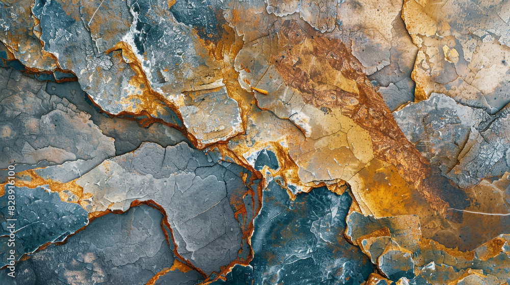 Fototapeta premium A large rock with a blue and brown color scheme