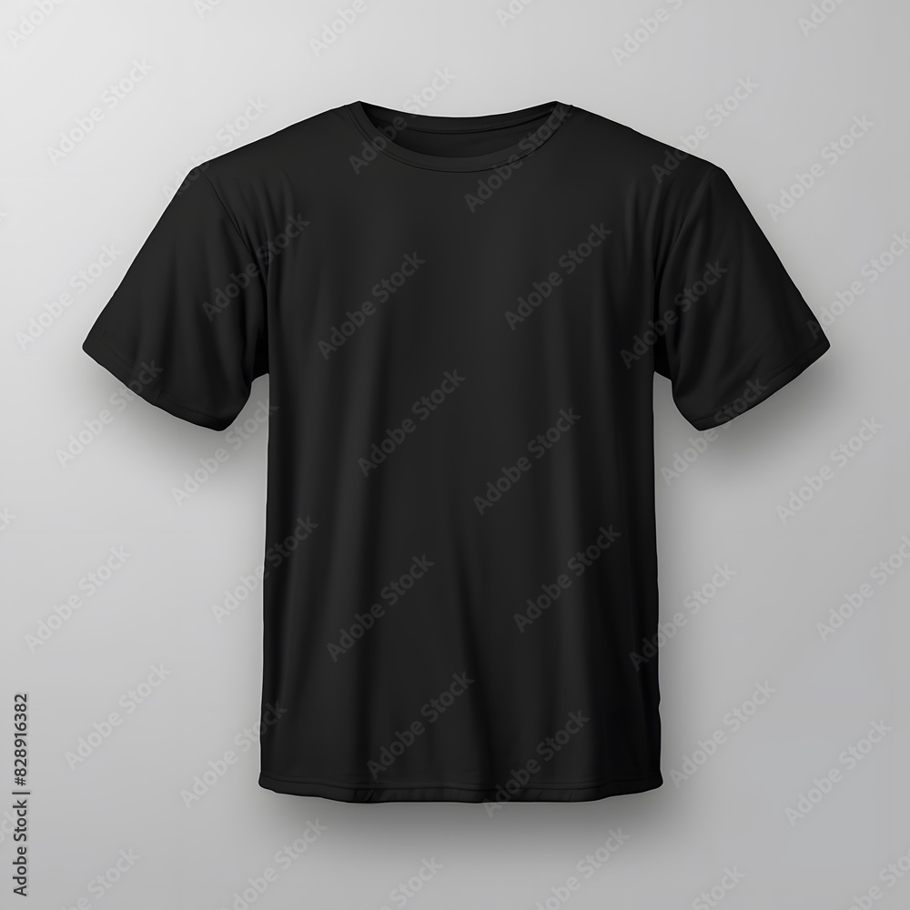 Black t-shirts mockup design. Front and back views. Generative AI. Black t-shirts mockup design. Front and back views. Generative AI.
