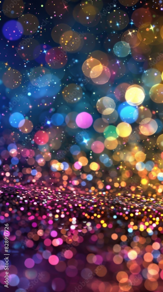 A vibrant display of colorful lights creating a blur effect in the darkness A vibrant display of colorful lights creating a blur effect in the darkness