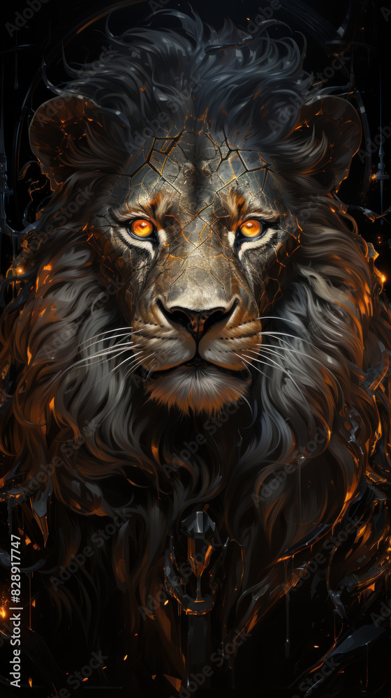 Fiery Lion on a black background. Fiery Lion on a black background.