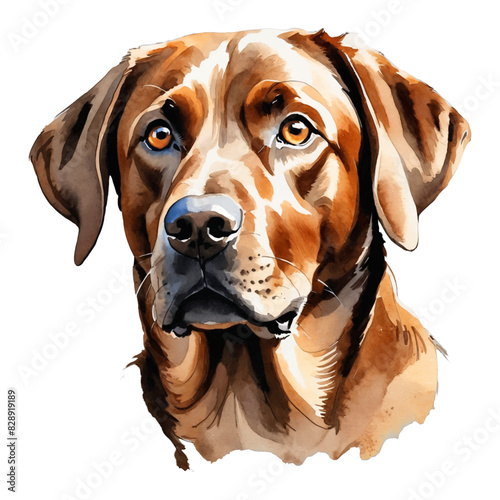 Brown Labrador Retriever Dog Hand Drawn Watercolor Painting Illustration