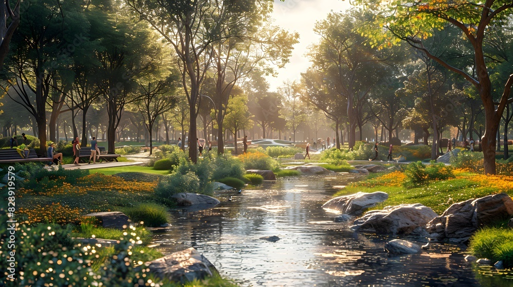 Obraz premium river flowing through an amazing jungle surrounded by lush greenery and vibrant wildlife in a serene natural landscape