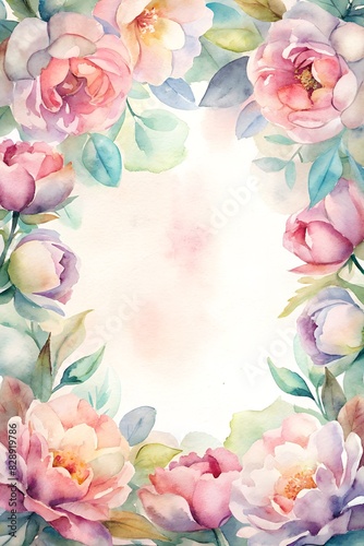 Elegant watercolor floral frame