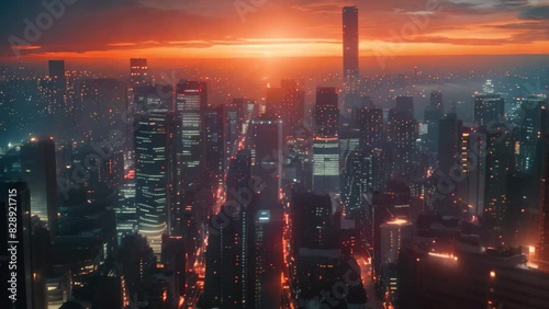 Wallpaper Mural A view of a modern cityscape at night, seen from the top of a tall skyscraper, A futuristic cityscape inspired by global architecture Torontodigital.ca