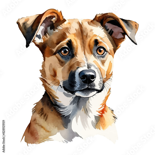 Mongrel Dog Puppy Hand Drawn Watercolor Painting Illustration