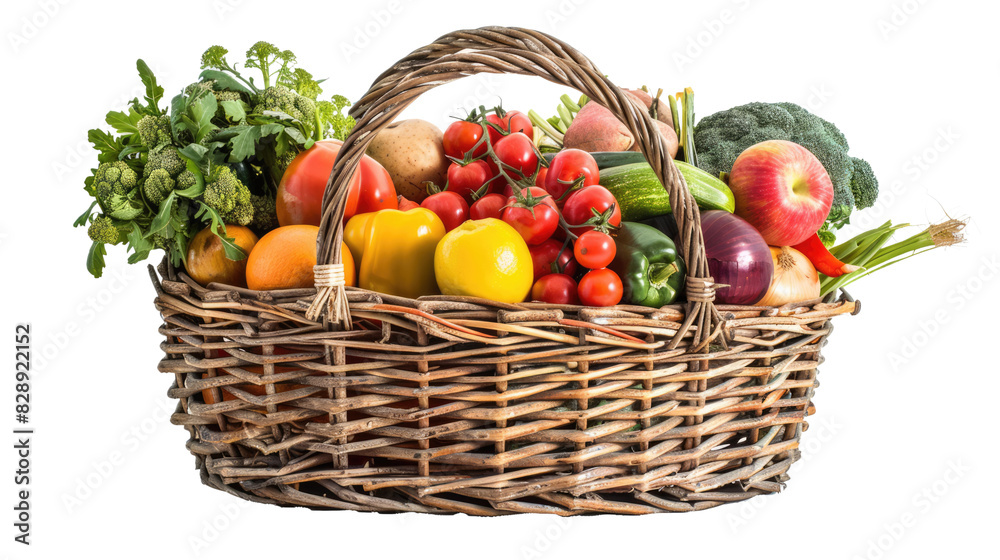 basket with vegetables isolated on white or transparent png