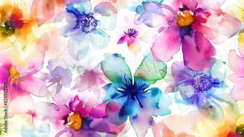colorful flowers in water color isolated on white or transparent png © David Kreuzberg