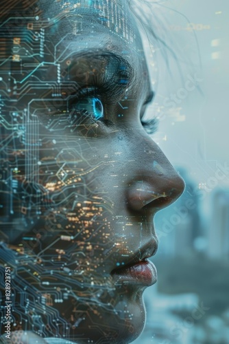 Modern Technology Concept: Connection Between People And Artificial Intelligence Technology
