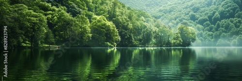 Ruhiger See mit Waldhintergrund