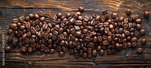 Roasted Coffee Beans on Wooden Table.